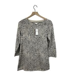 J. Jill Lightweight Cotton Blend Tan Animal Print Sweater Women’s Size XS - NWT